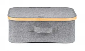 Úložný box G21 40 x 30 x 15 cm, bambusový s víkem, šedý