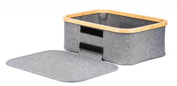 Úložný box G21 40 x 30 x 15 cm, bambusový s víkem, šedý