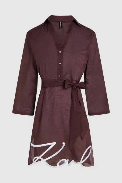 Plážové Oblečenie Karl Lagerfeld Karl Dna Signature Beach Dress Fudge