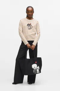 Tričko Karl Lagerfeld Ikon Print Stripe Lslv Top Cannoli Cream-Nougat