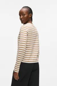 Tričko Karl Lagerfeld Ikon Print Stripe Lslv Top Cannoli Cream-Nougat