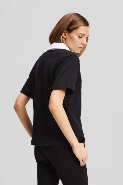 Tričko Karl Lagerfeld Karl Signature Polo Black