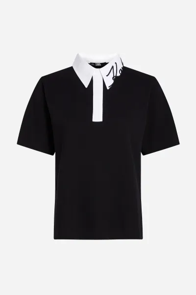 Tričko Karl Lagerfeld Karl Signature Polo Black