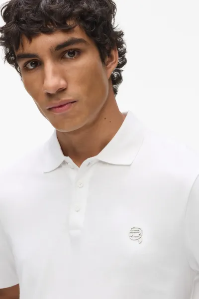 Tričko Karl Lagerfeld Ikon Jersey Sslv Polo White