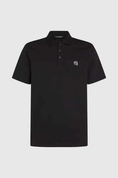 Tričko Karl Lagerfeld Ikon Jersey Sslv Polo Black