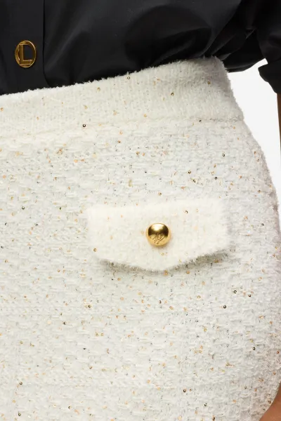 Sukňa Karl Lagerfeld Boucle Knit Skirt Cannoli Cream