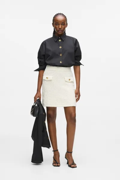 Sukňa Karl Lagerfeld Boucle Knit Skirt Cannoli Cream