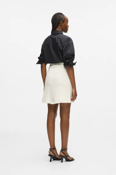 Sukňa Karl Lagerfeld Boucle Knit Skirt Cannoli Cream