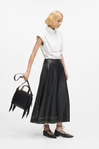 Sukňa Karl Lagerfeld Stud Detail Faux Leather Skirt Black