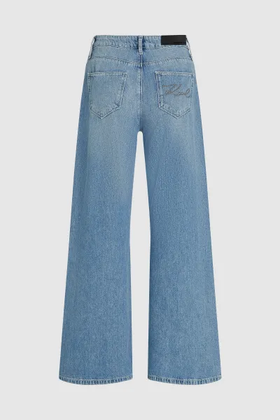 Džínsy Karl Lagerfeld Stud Detail Denim Pants Light Blue Denim