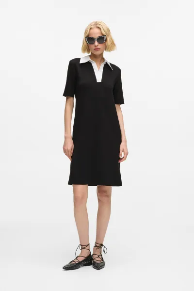 Šaty Karl Lagerfeld Signature Collar T-Shirt Dress Black