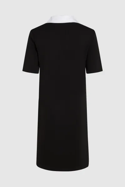 Šaty Karl Lagerfeld Signature Collar T-Shirt Dress Black