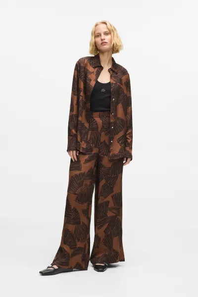 Nohavice Karl Lagerfeld Printed Fluid Pants Graphic Fan Friar Brown