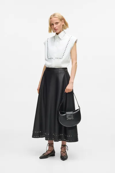 Košeľa Karl Lagerfeld Stud Detail Poplin Shirt White