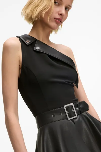 Šaty Karl Lagerfeld Biker Detail Dress Black