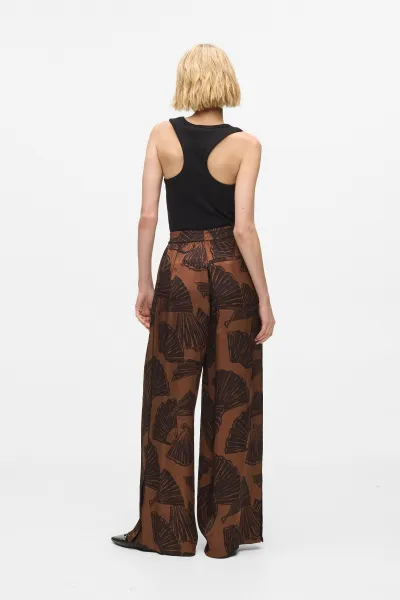 Nohavice Karl Lagerfeld Printed Fluid Pants Graphic Fan Friar Brown