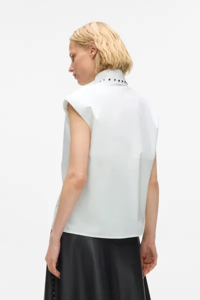 Košeľa Karl Lagerfeld Stud Detail Poplin Shirt White