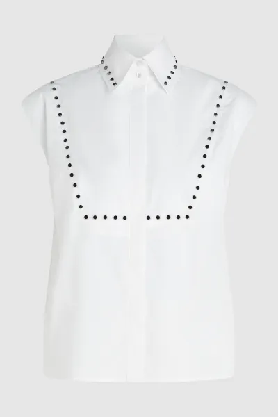 Košeľa Karl Lagerfeld Stud Detail Poplin Shirt White