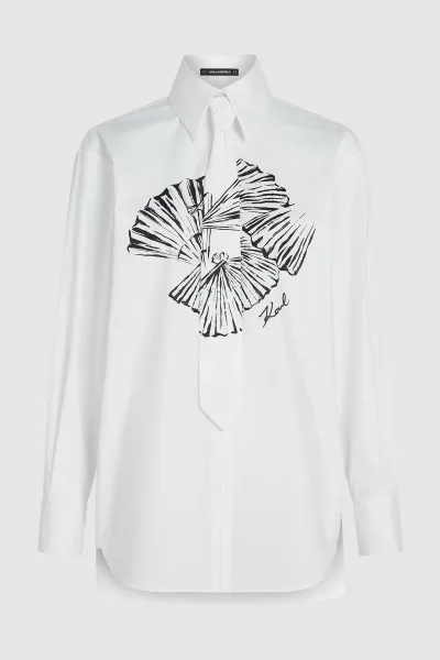 Košeľa Karl Lagerfeld Poplin Tie Shirt White