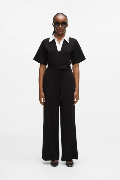Overal Karl Lagerfeld Signature Collar Jumpsuit Black