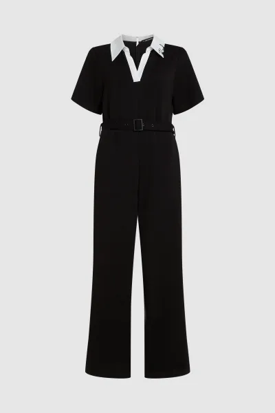 Overal Karl Lagerfeld Signature Collar Jumpsuit Black
