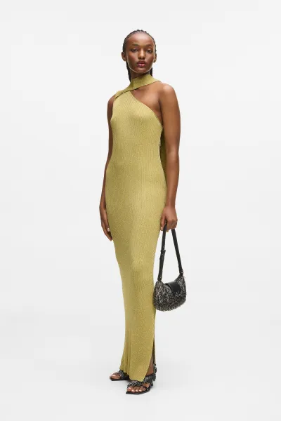 Šaty Karl Lagerfeld Lurex Knit Dress Light Gold