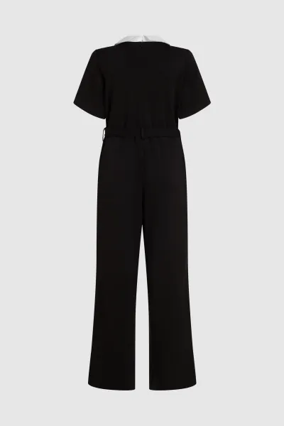 Overal Karl Lagerfeld Signature Collar Jumpsuit Black