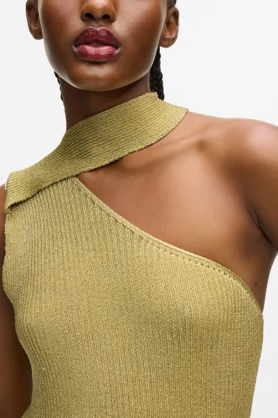 Šaty Karl Lagerfeld Lurex Knit Dress Light Gold