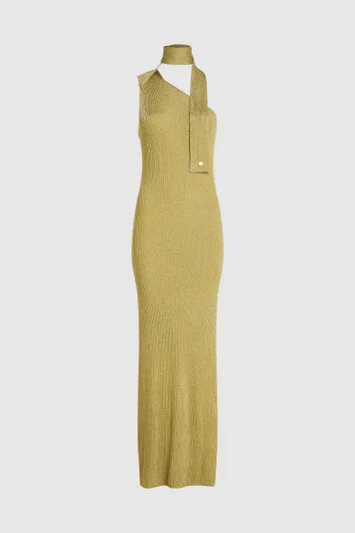 Šaty Karl Lagerfeld Lurex Knit Dress Light Gold