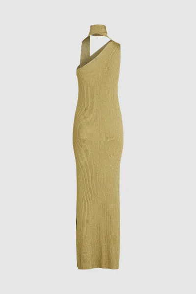Šaty Karl Lagerfeld Lurex Knit Dress Light Gold