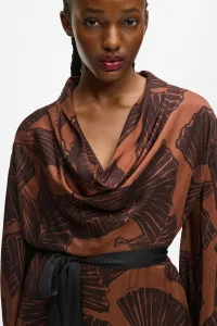 Šaty Karl Lagerfeld Printed Fluid Kaftan Graphic Fan Friar Brown