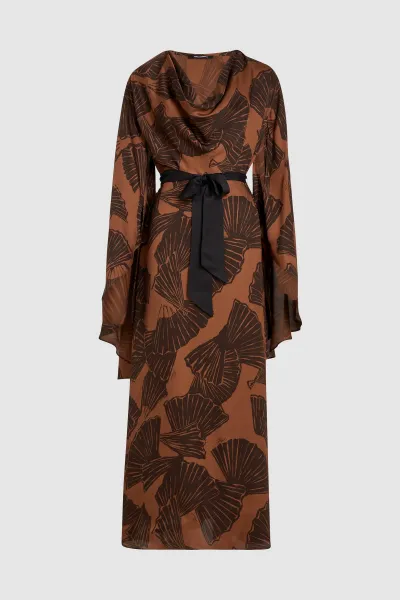 Šaty Karl Lagerfeld Printed Fluid Kaftan Graphic Fan Friar Brown