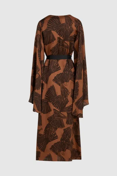 Šaty Karl Lagerfeld Printed Fluid Kaftan Graphic Fan Friar Brown