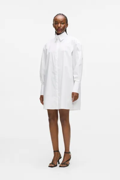 Šaty Karl Lagerfeld Pleated Fashion Shirt Dress White