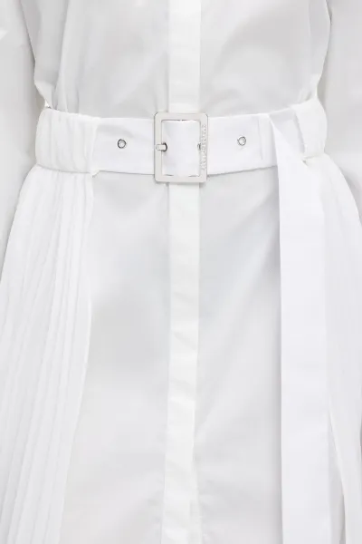 Šaty Karl Lagerfeld Pleated Fashion Shirt Dress White