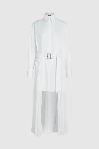 Šaty Karl Lagerfeld Pleated Fashion Shirt Dress White
