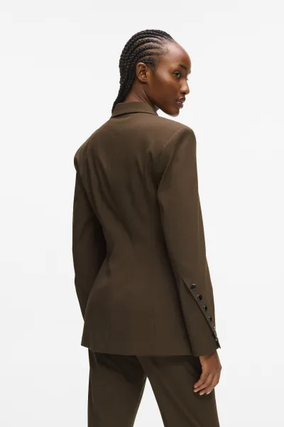 Sako Karl Lagerfeld Snap Detail Fashion Blazer Java