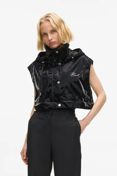 Kabát Karl Lagerfeld Transformable Coat Black