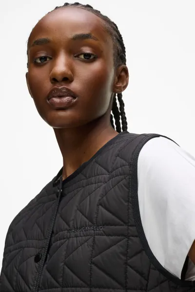 Vesta Karl Lagerfeld K Quilt Lightweight Gilet Black
