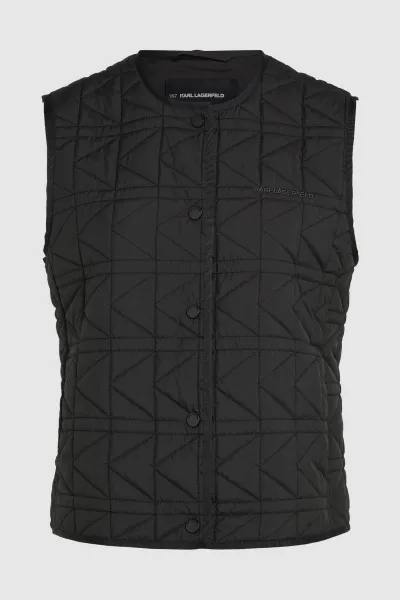 Vesta Karl Lagerfeld K Quilt Lightweight Gilet Black
