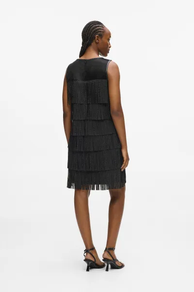 Šaty Karl Lagerfeld Fringe Dress Black