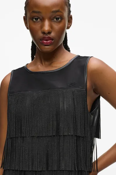 Šaty Karl Lagerfeld Fringe Dress Black