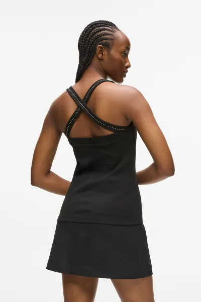 Top Karl Lagerfeld Mini Stud Detail Tank Top Black