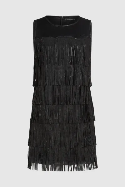Šaty Karl Lagerfeld Fringe Dress Black