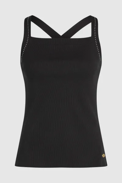 Top Karl Lagerfeld Mini Stud Detail Tank Top Black