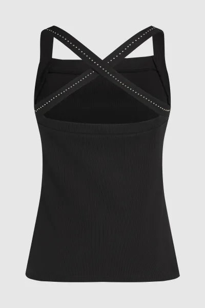 Top Karl Lagerfeld Mini Stud Detail Tank Top Black