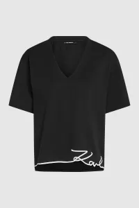 Tričko Karl Lagerfeld Signature Hem V-Neck T-Shirt Black