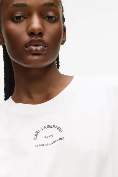 Tričko Karl Lagerfeld Rsg Glitter Relaxed T-Shirt White