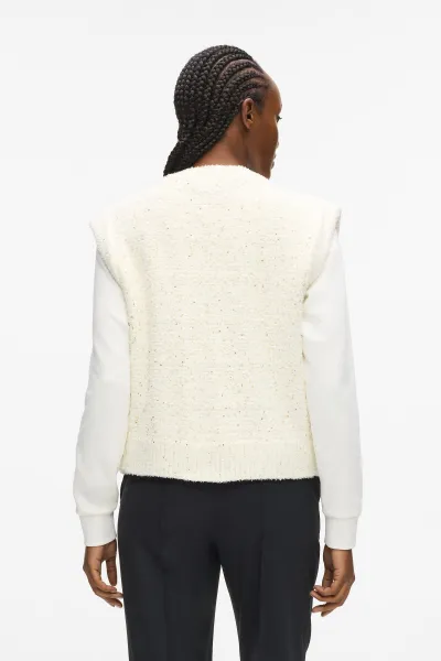 Vesta Karl Lagerfeld Boucle Knit Vest Cannoli Cream