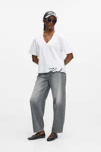 Tričko Karl Lagerfeld Signature Hem V-Neck T-Shirt White